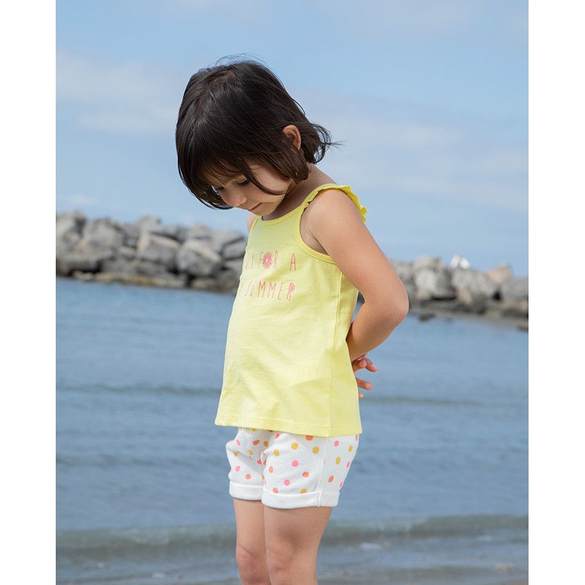 Short en éponge imprimé pois pour bébé fille - Blanc