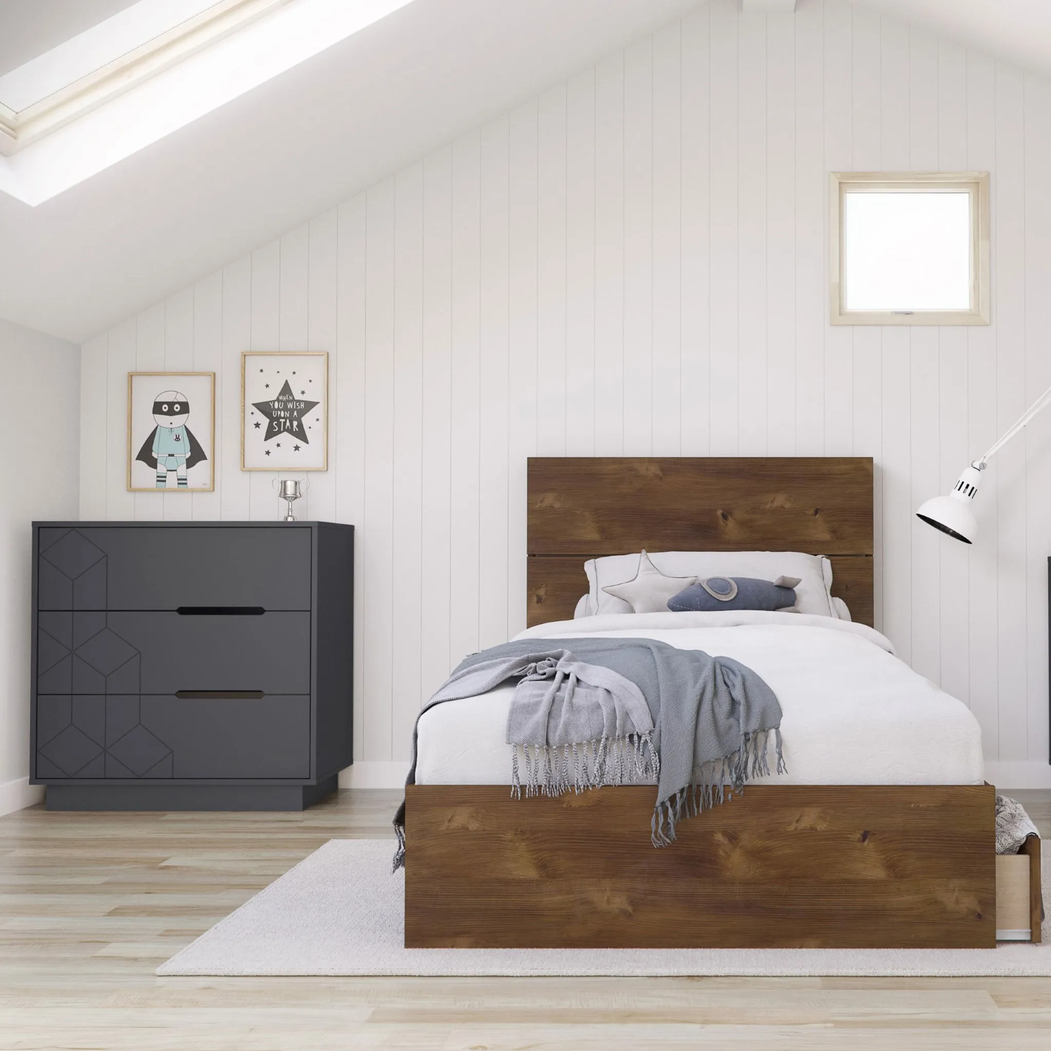 Nexera Bureau 3 Tiroirs - Gris Charbon