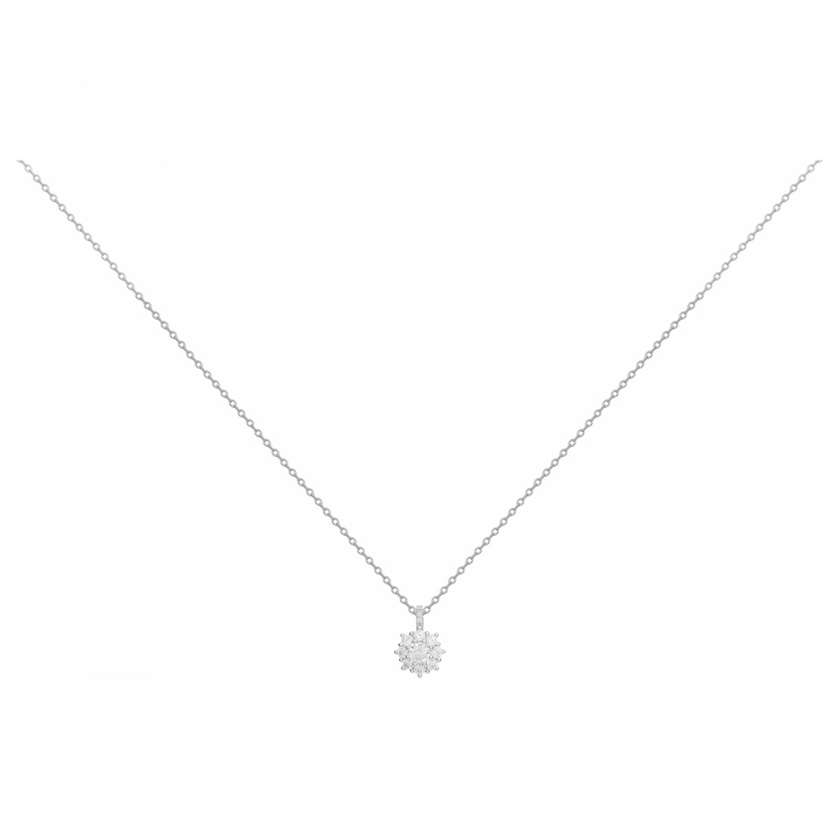 Collier mono-motif en Argent avec oxyde de zirconium blanc