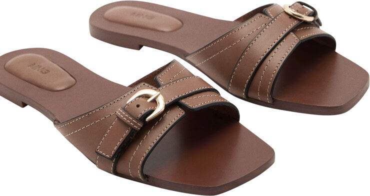 MANGO Buckle leather sandals Medium brown