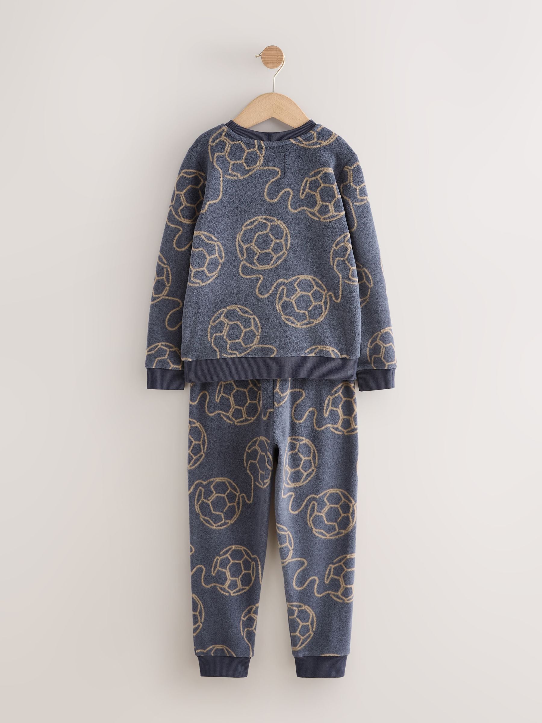 Black Linear Football - Enkele behaaglijke fleece pyjama (3 - 16 jr)