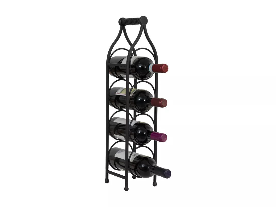 BISCOTTINI Porte-Bouteilles - Fer Forgé Finition Noir Antique - Idéal pour la Décoration du Salon ou de la Cuisine - Casier à Vin - 13 x 14 x 58 cm - Support pour 4 Bouteilles de Vin