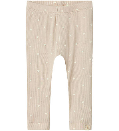 Lil' Atelier Leggings - Rib - NbfGago - Grey Morn/Heart