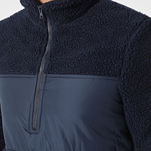 Pull Col Zippé Fourrure Polaire 20714847 Bleu Marine