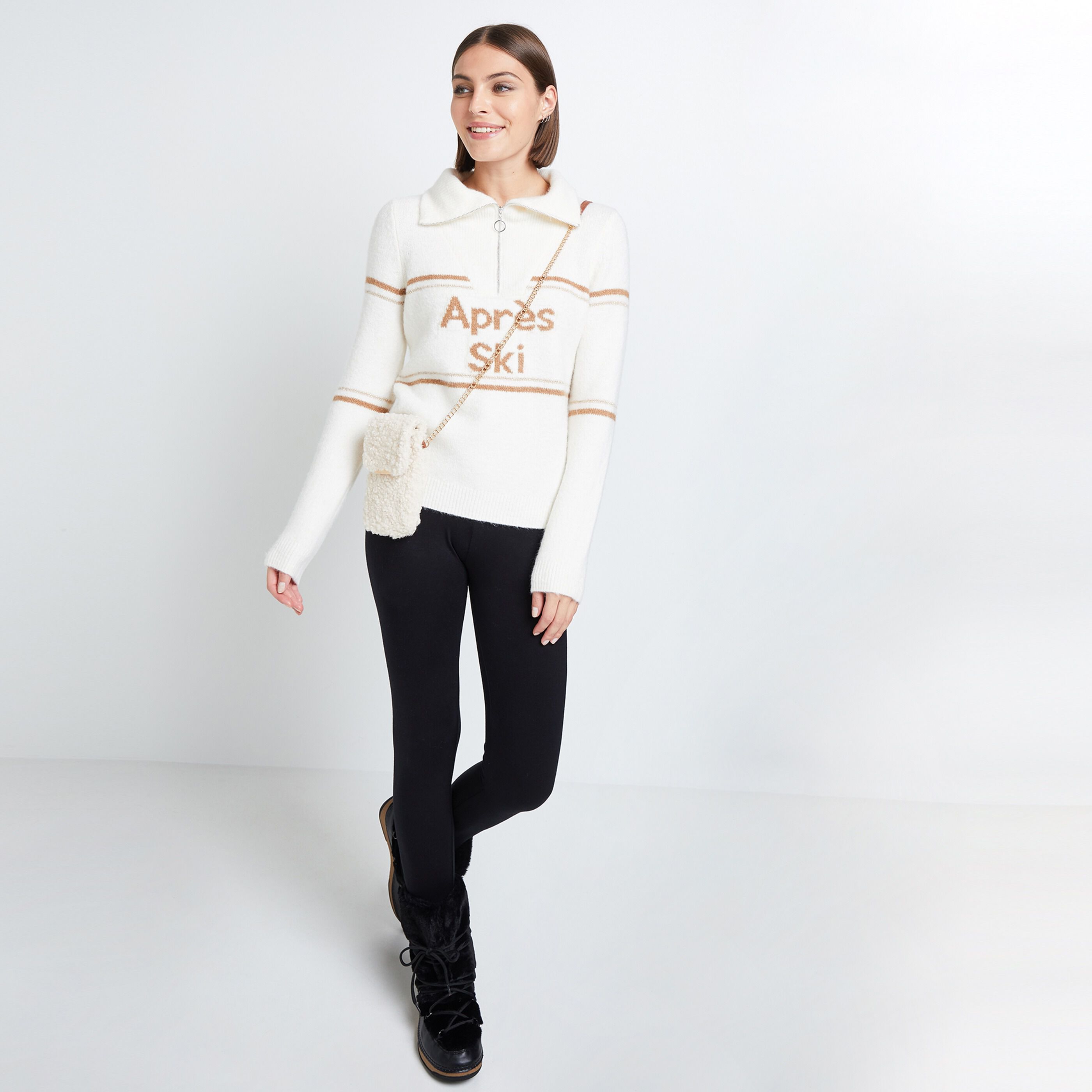 Pull après-ski femme - BLANC CASSE