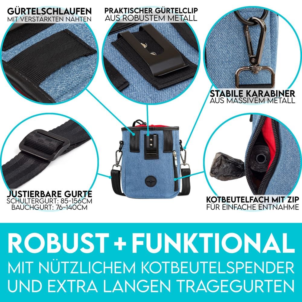 HUND IST KÖNIG® Premium Leckerlibeutel für Hunde | Robuster Futterbeutel Hunde mit viel Stauraum