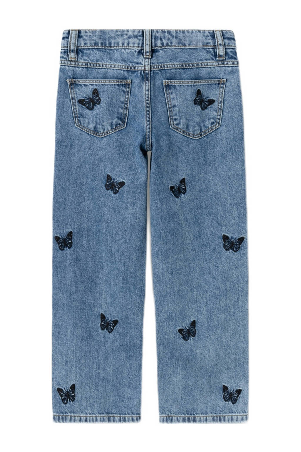 NAME IT wide leg jeans NKFBELLA met all over print medium blue denim