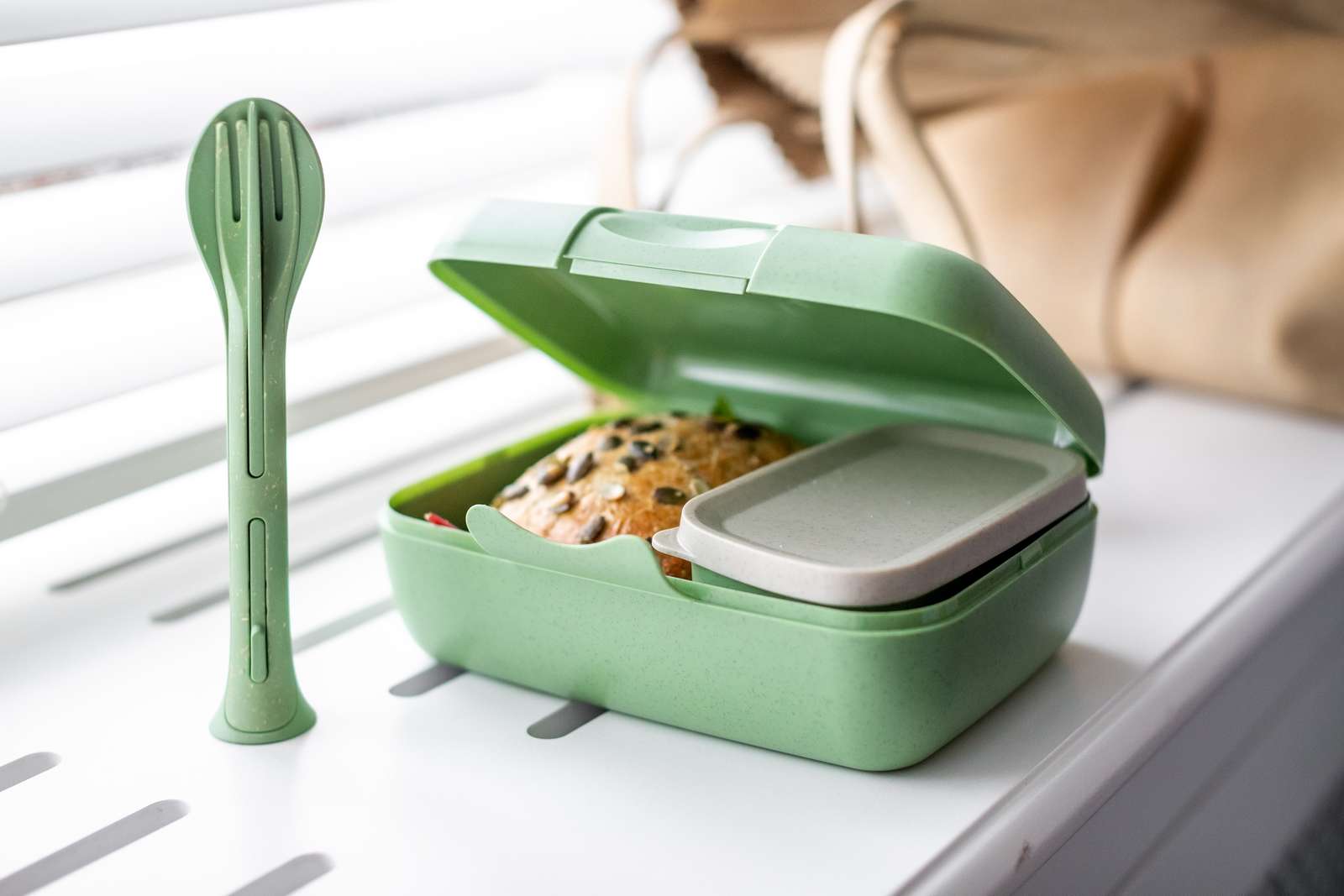 Lunchbox- en Bestekset, Organic, Blad Groen - Koziol | Candy Ready