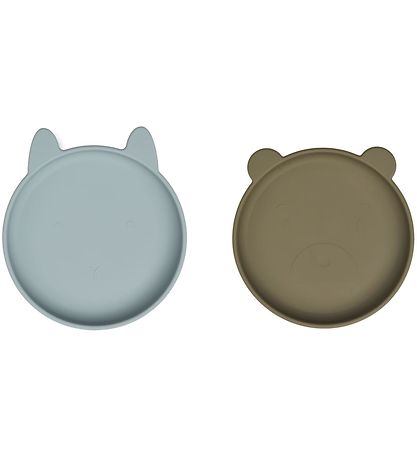 Liewood Tallerkener - 2-pak - Olivia - Blåe Fog/Khaki Mix