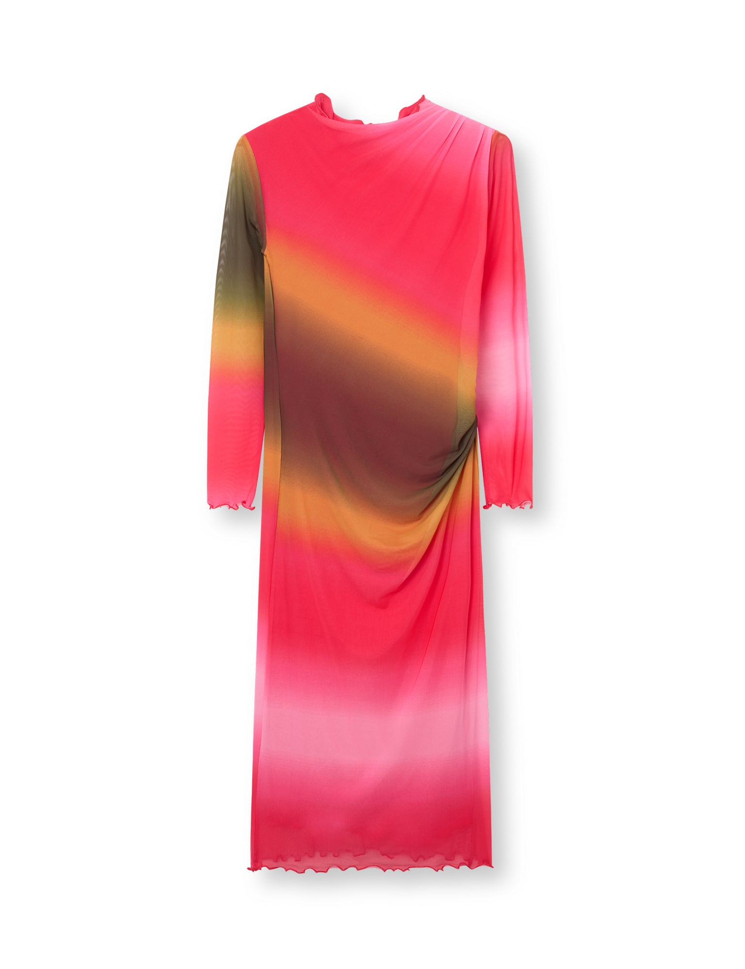 Mads Nørgaard  Stretch Mesh Fia kjole - Gradient Pink Aop