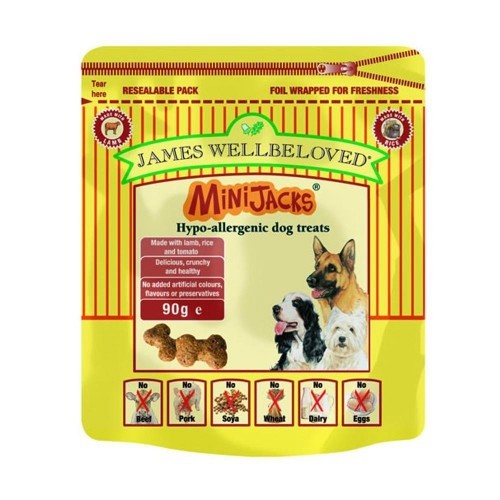 Petiscos hipoalergênicos de cordeiro em miniatura para cães, sabor natural.
