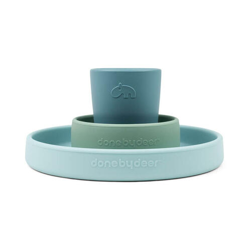 Coffret Repas en Silicone HAPPY CLOUDS Bleu - DONE BY DEER