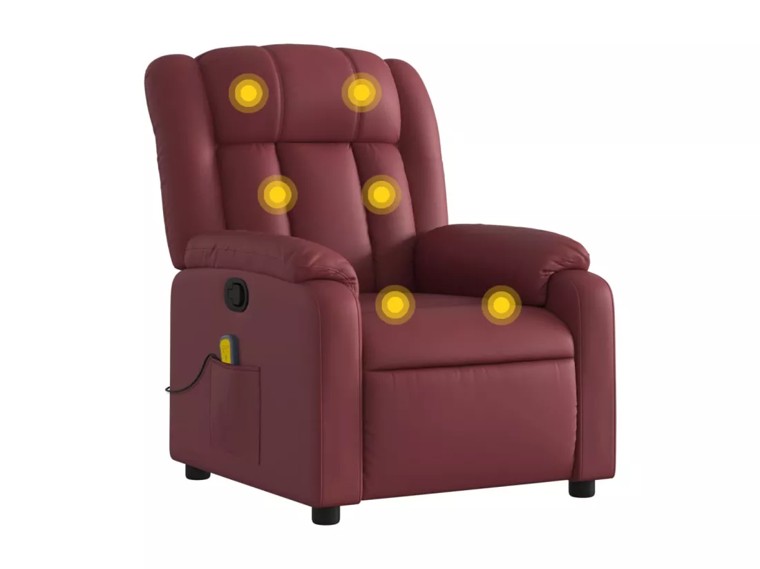 Fauteuil massant inclinable Rouge bordeaux Similicuir