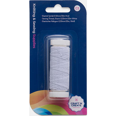 CraftnCreate elastisk sytråd 0,5 mm - hvid