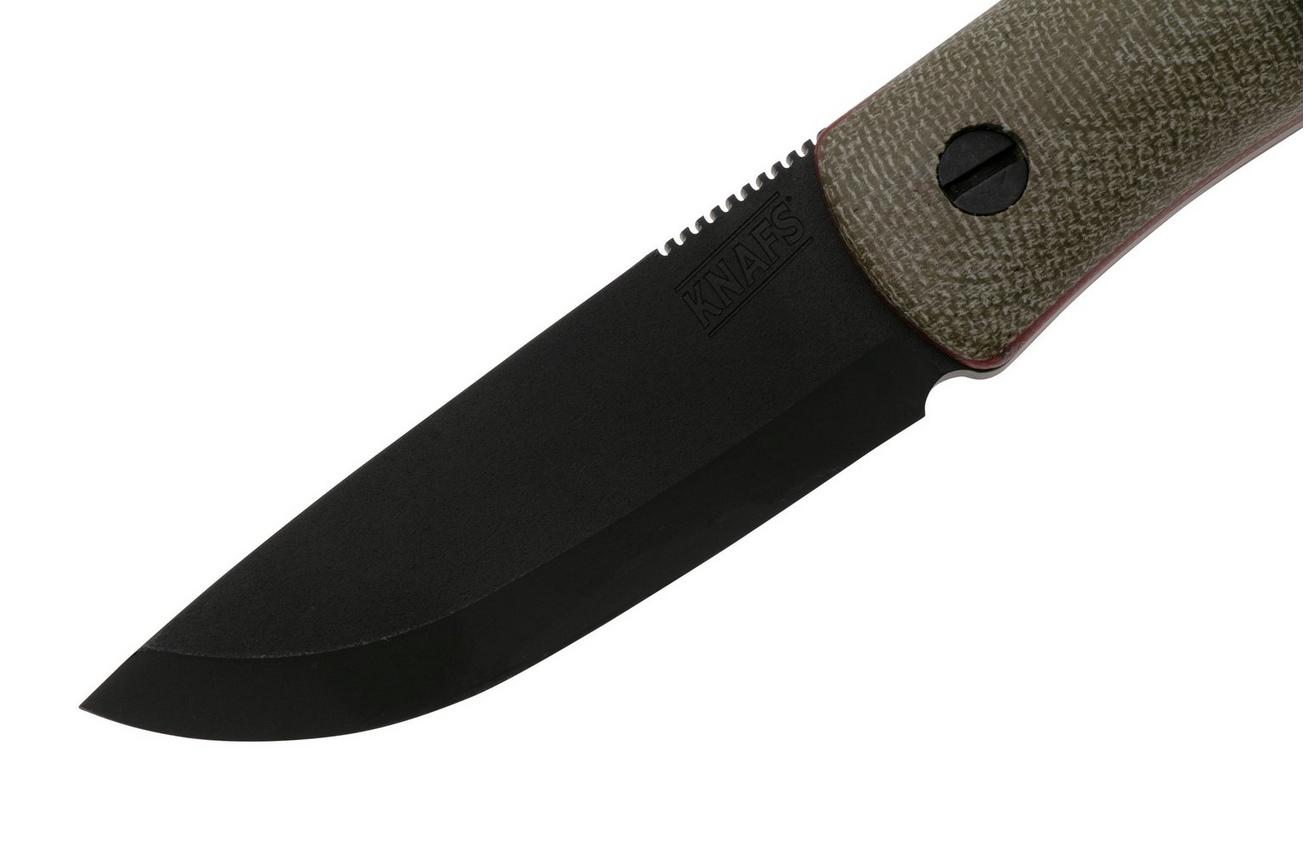 Knafs Lulu KNAFS-00251, Black CPM MagnaCut, Green Canvas Micarta, vaststaand mes