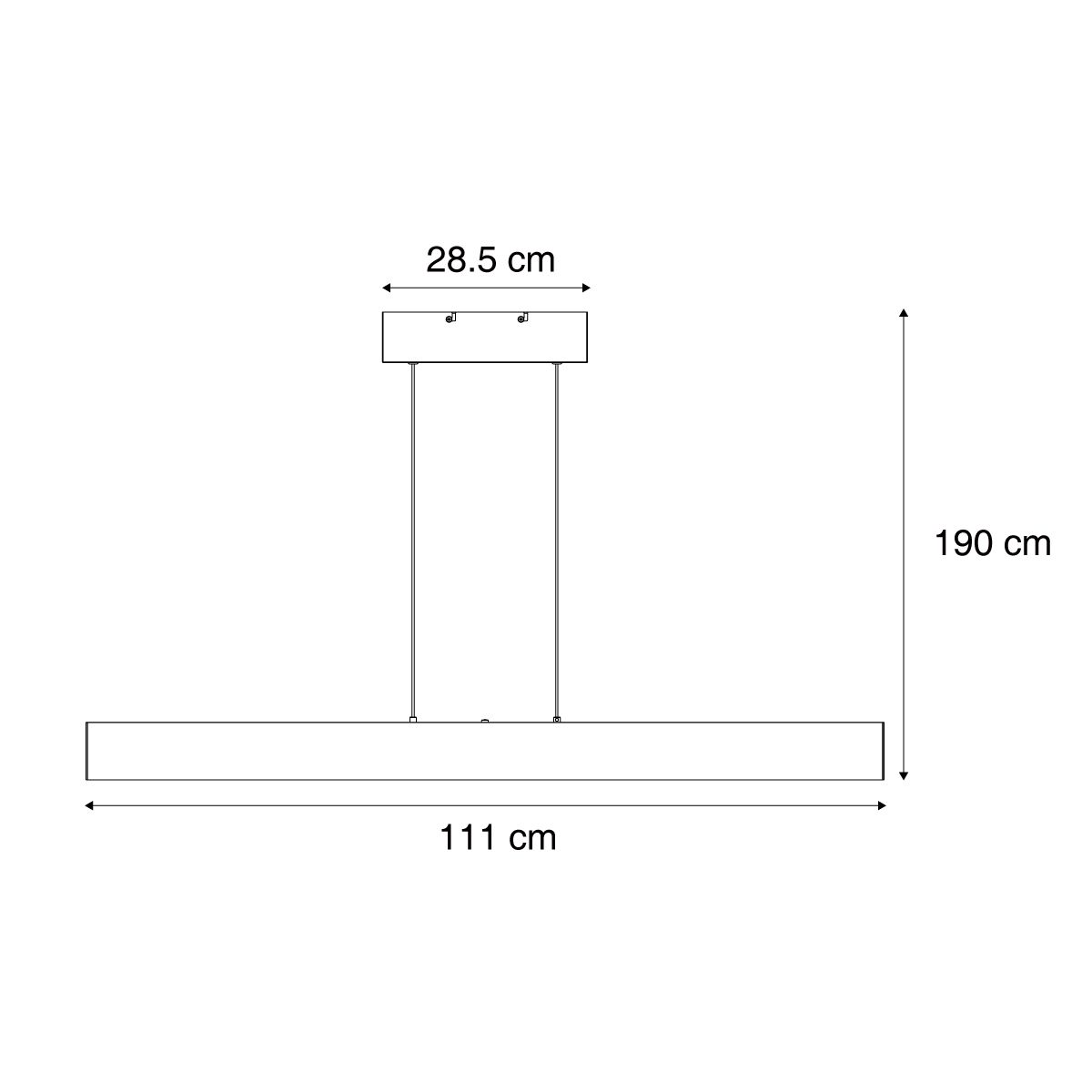Moderne hanglamp messing incl. LED dimbaar en 3-way switch easylift - Straight