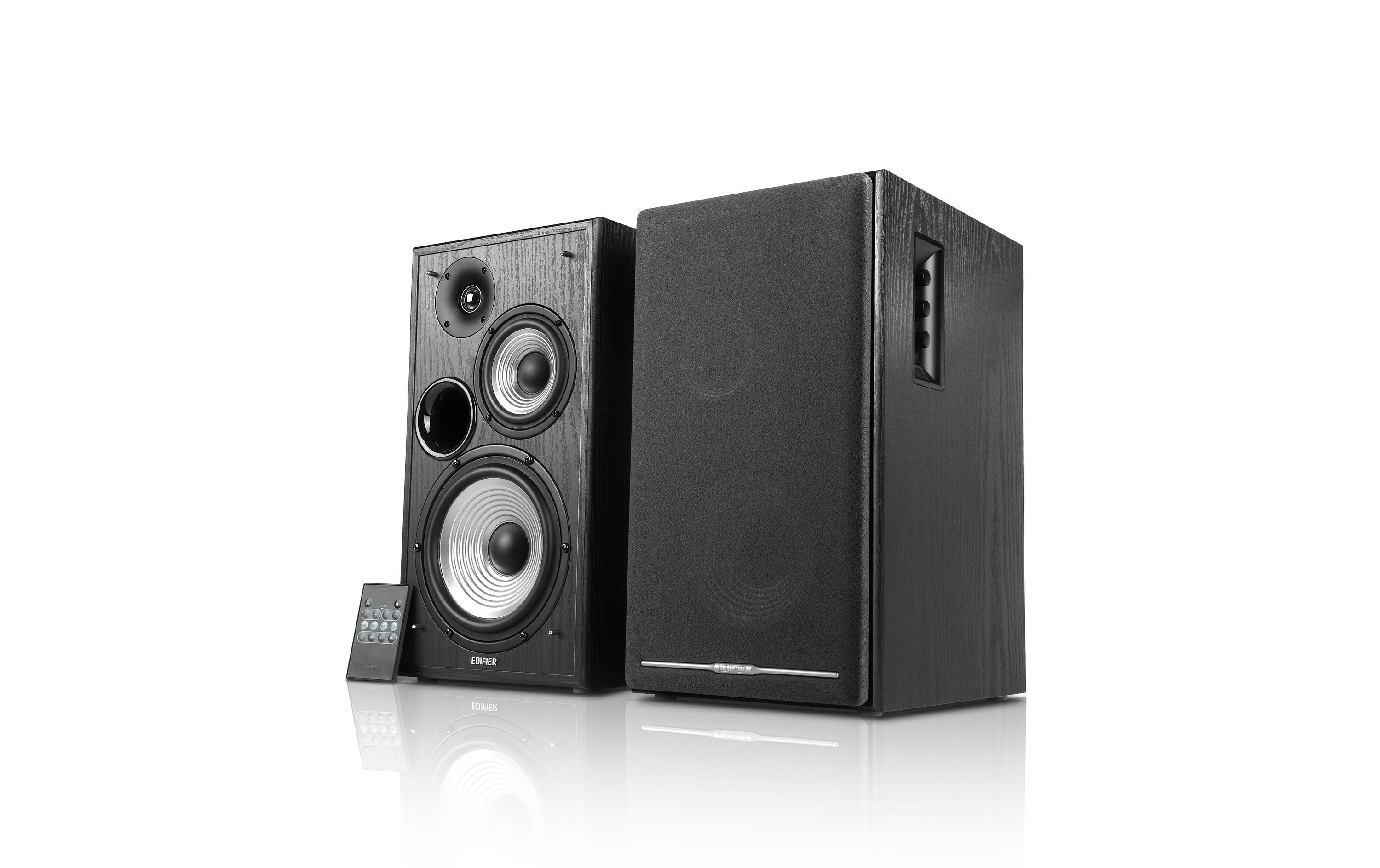 Regallautsprecher Paar R2750DB Schwarz<br>Aktive Regallautsprecher mit 136 Watt Leistung, Bluetooth, 2x Cinch, 1x Optisch, 1x Koaxial Eingängen