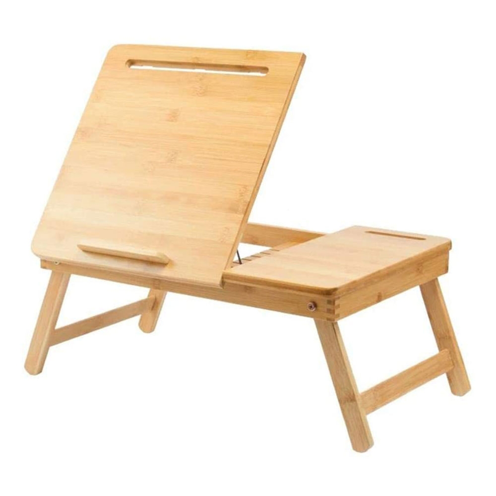 Verstellbarer Bambus Tischständer Betttisch Laptopständer mit Mausablage für Macbook / Notebook / Laptop / Tablet (50x35x22cm)