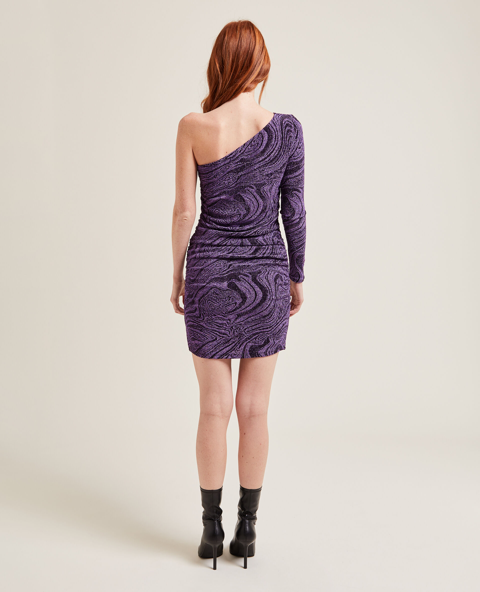 Robe asymétrique maille lurex - Violet