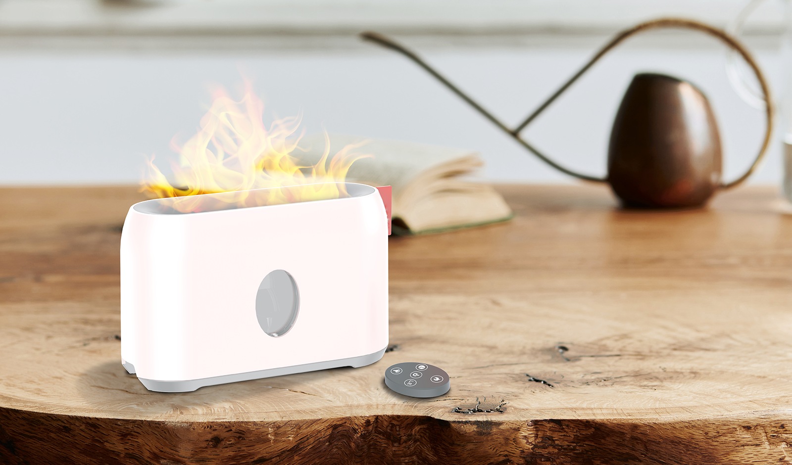 Sonnenkönig Luftbefeuchter »Hermonia, Flammeneffekt, USB C-Typ, Auto-Off, Tankgrösse 200ml« 0,2 l Wassertank Fernbedienung, Timer, laufruhig, einfache Bedienung, elegantes Design