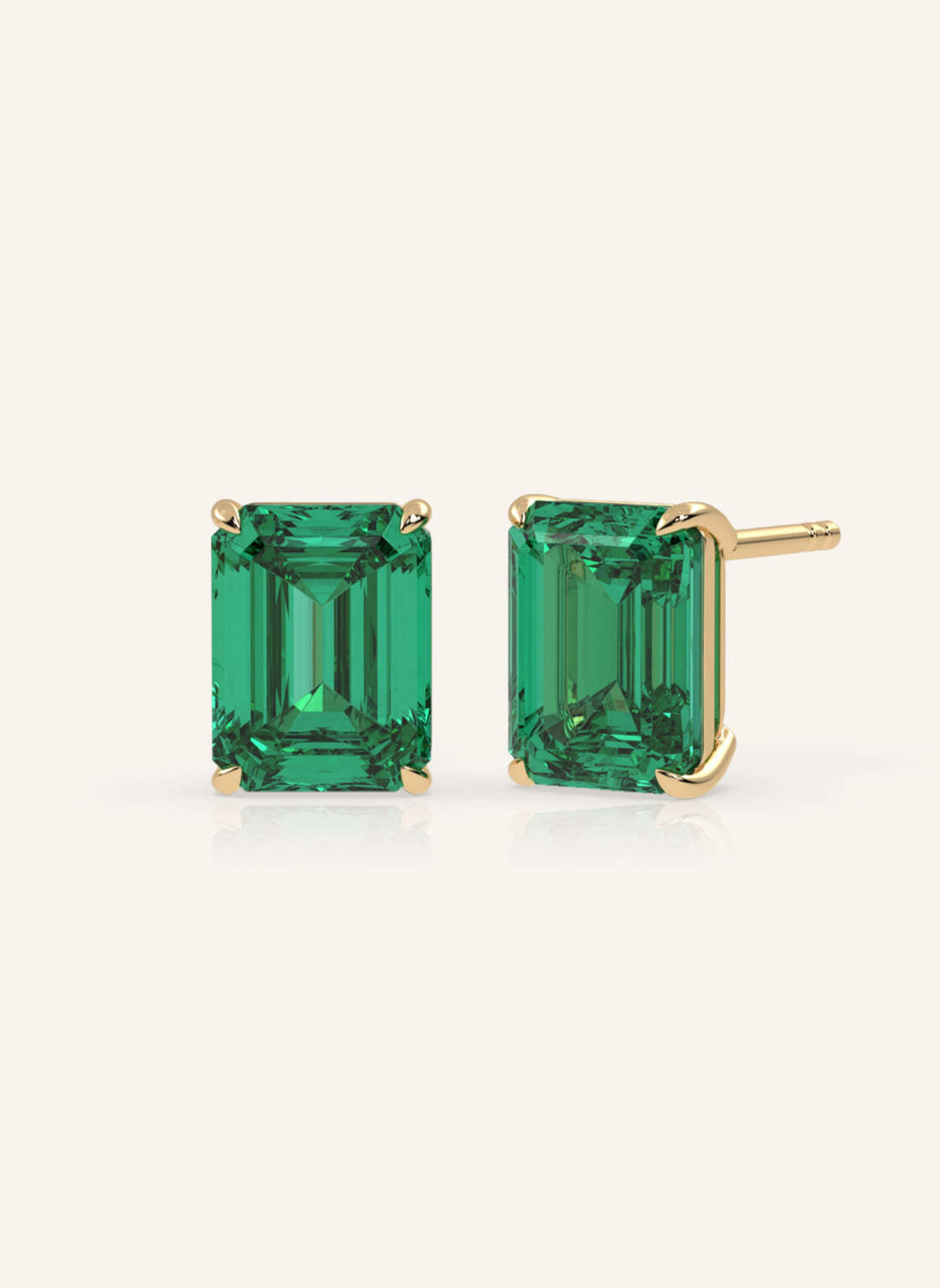 VEYNOU Ohrstecker EDEN ESSENCE aus 14 Karat Gelbgold und 4,0ct. lab-grown Smaragd