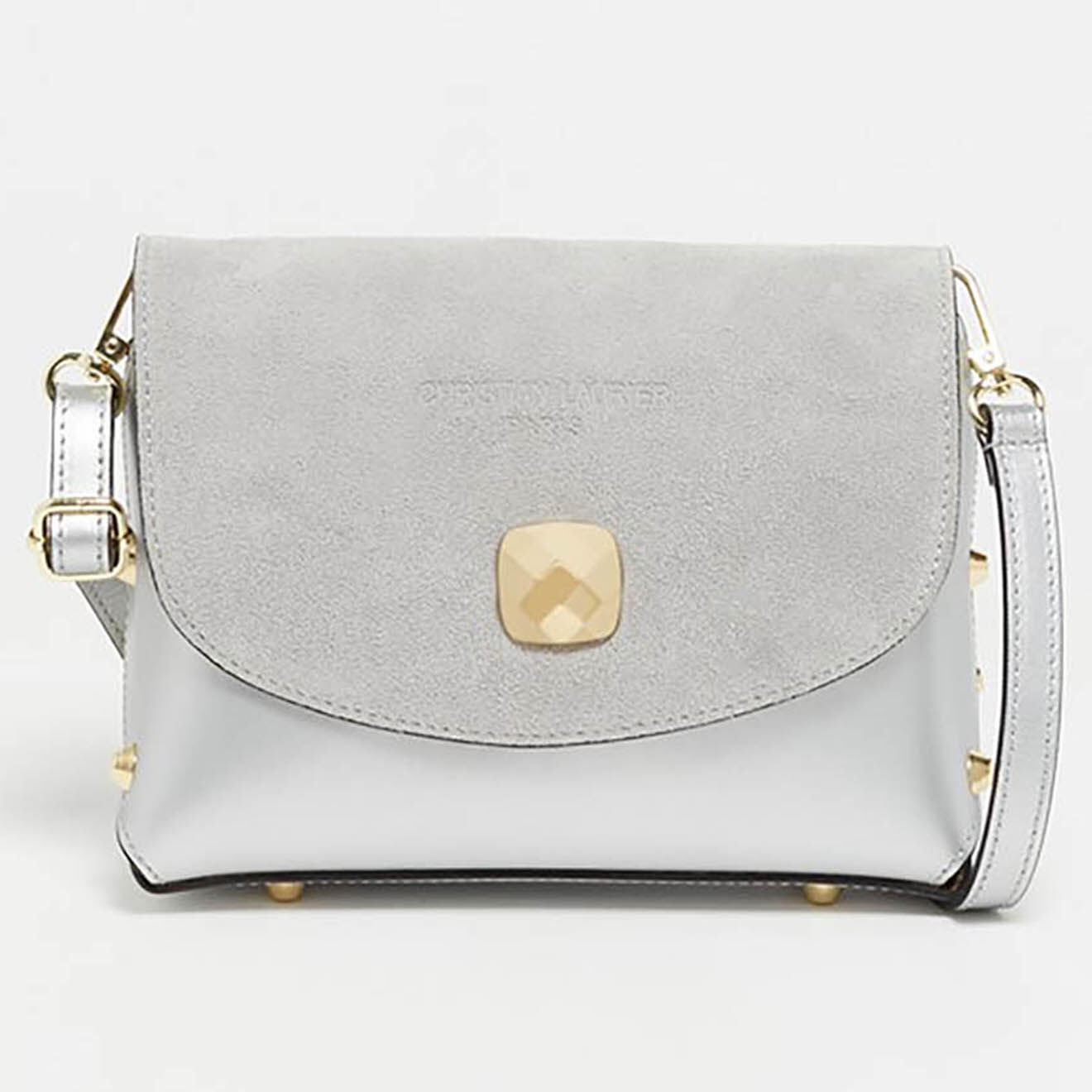 Christian Laurier Sac bandoulière en Velours de Cuir & Cuir Tess gris - 20x12x6cm cm