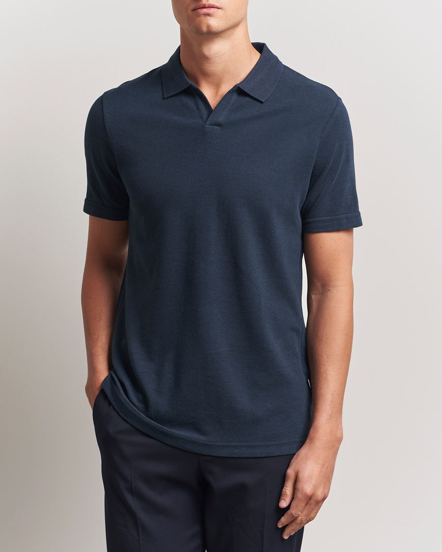 NN07 Paul Cotton/Lyocell Polo Navy Blue