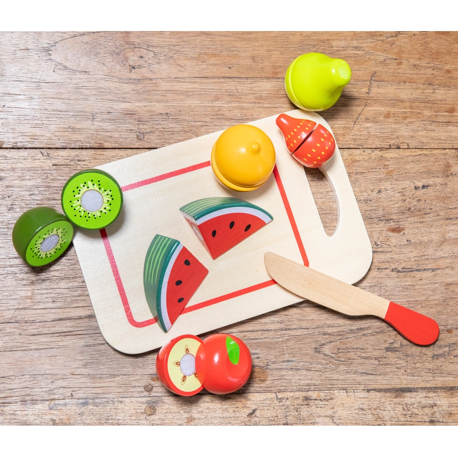 New Classic Toys Schneideset Früchte mit Brettchen 8 Teile bunt
