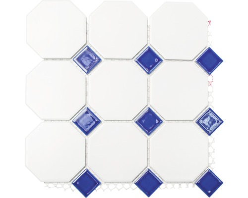 Keramisch mozaïek Octa wit blauw 30x30 cm