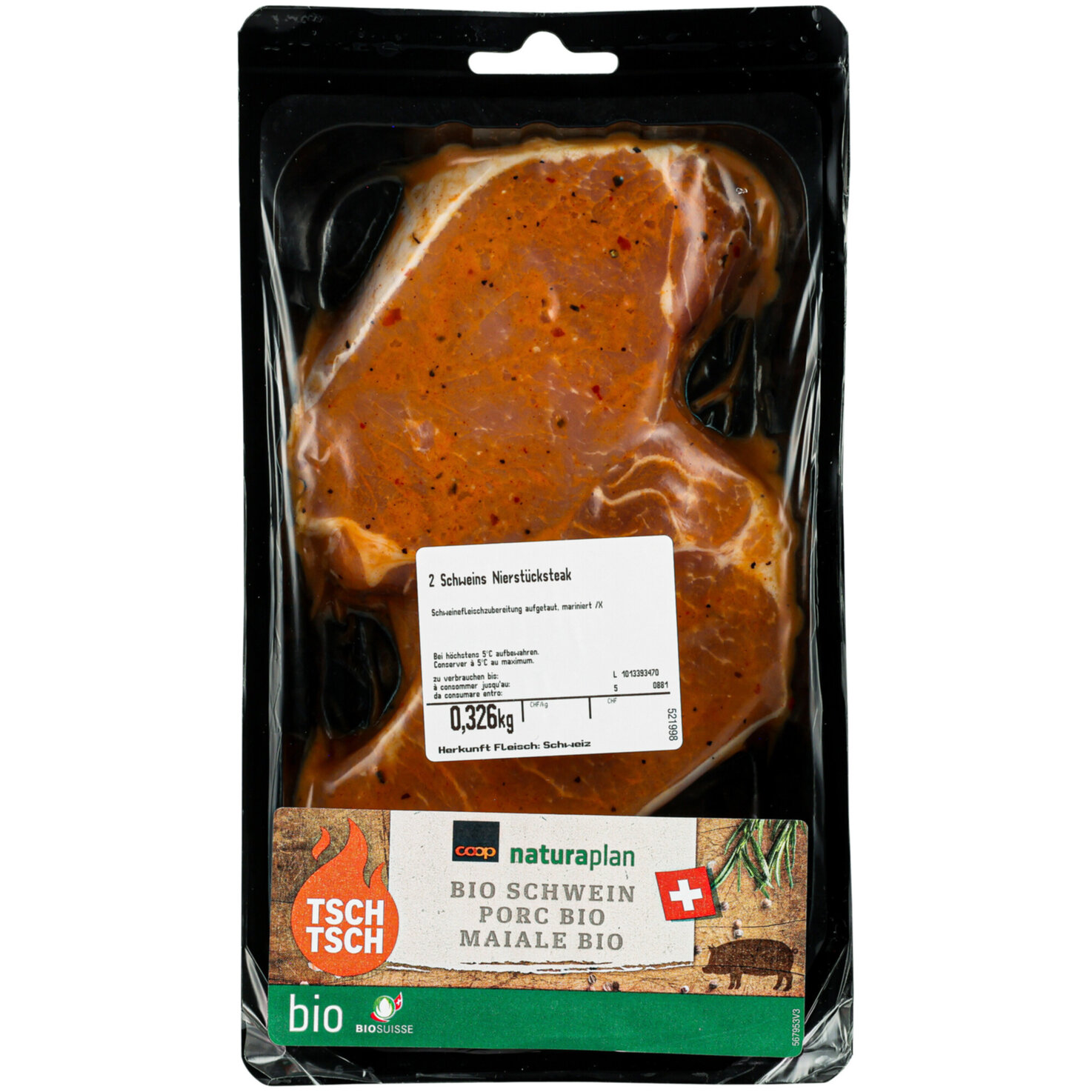 Naturaplan Bio Schweinssteak Nierstück ca. 2 Stück 330g