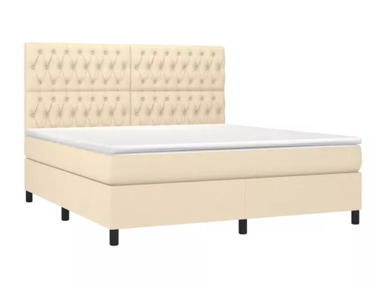 Sommier tapissier avec matelas et LED Crème 180x200 cm Tissu
