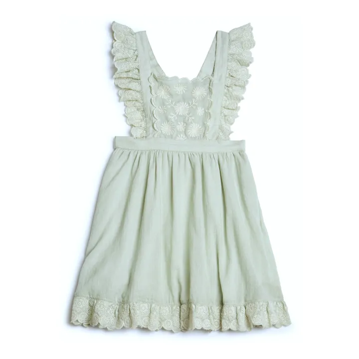 Louise Misha Robe Tablier Coton Bio Huguette | Vert d'eau