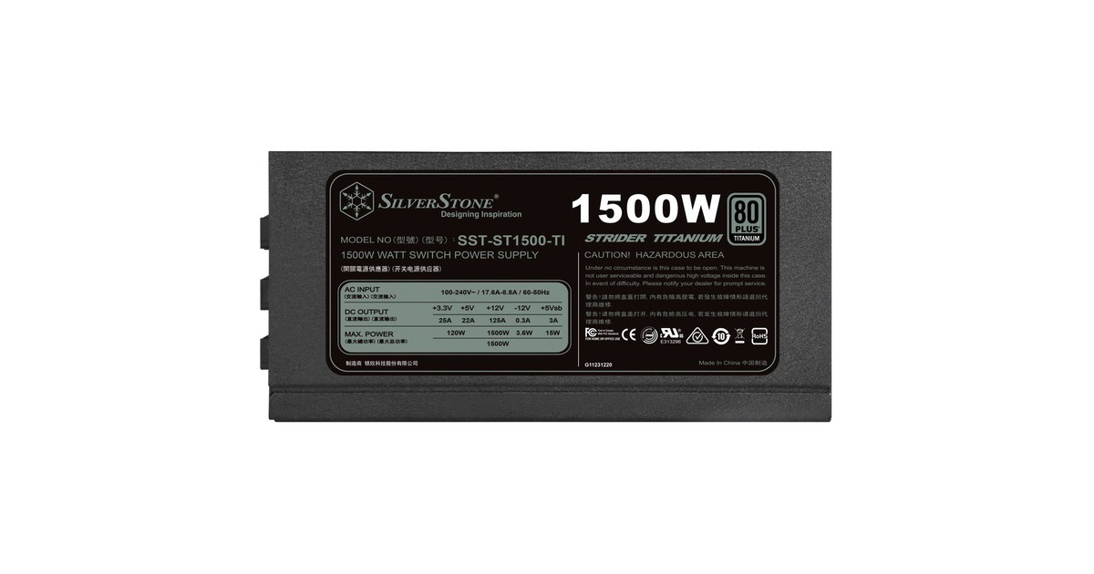 SilverStoneSST-ST1500-TI v2.0 modulaire 1500 watt voeding   (Zwart, 8x PCIe)