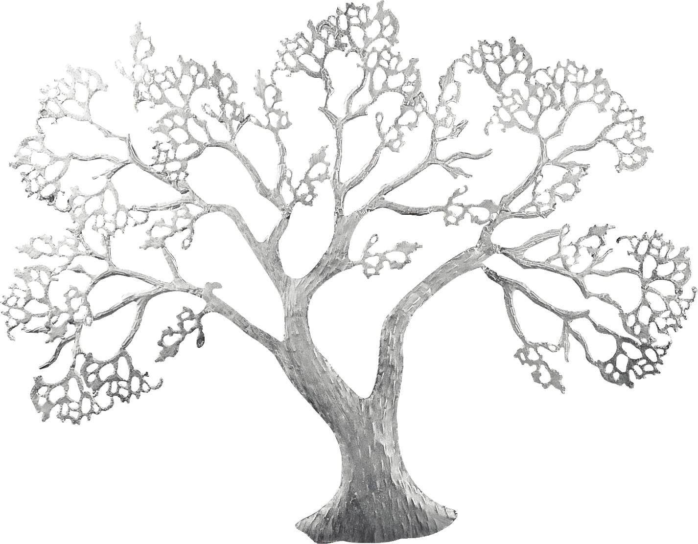 GILDE Wanddekoobjekt »Wandrelief Baum, silber« Wanddeko, aus Metall, dekorativ im Esszimmer & Wohnzimmer
