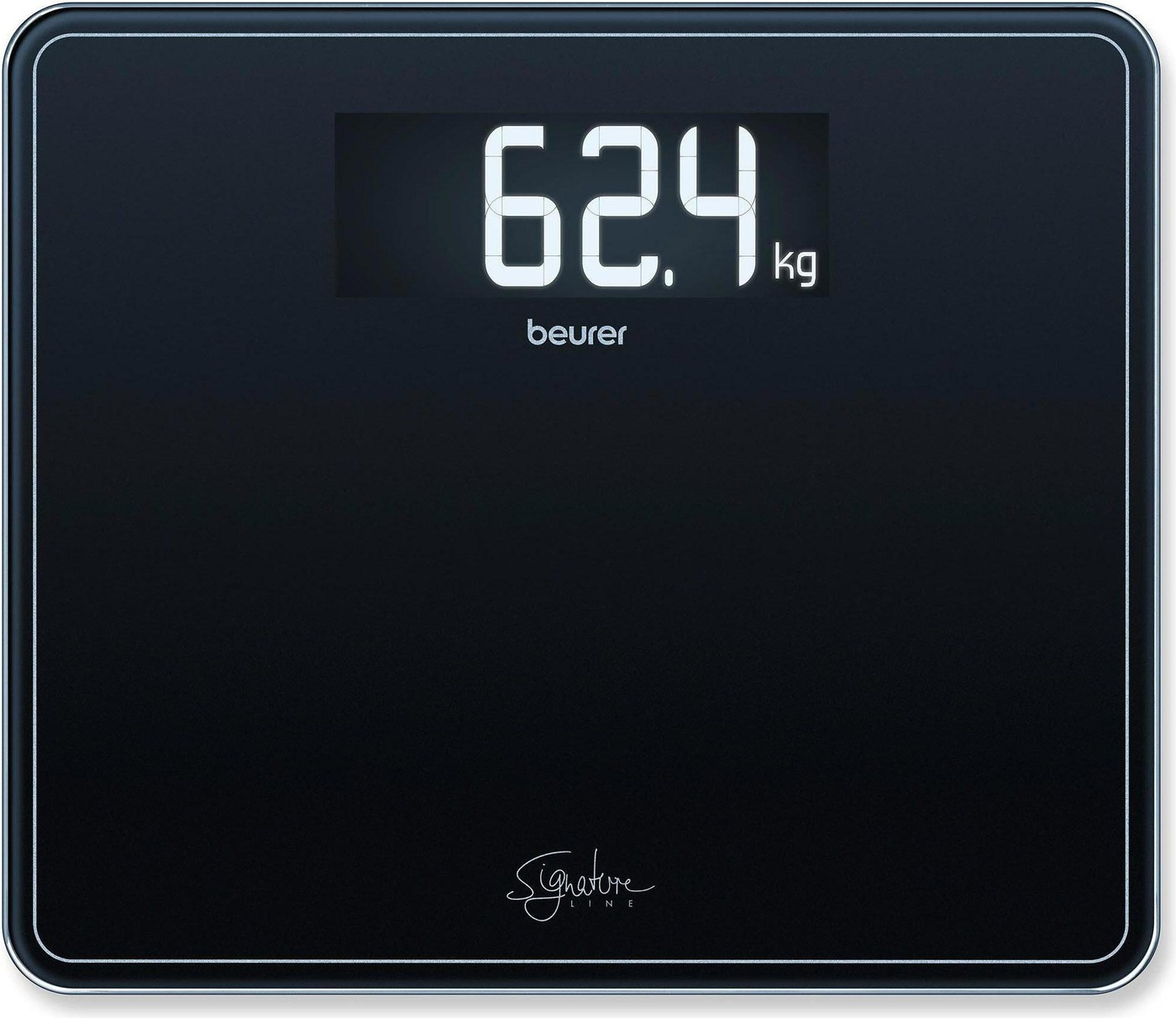 GS 410 Glaaswaage Signature Line LED Personen Waage inkl. 3x AAA Batterien (73576) - Schwarz