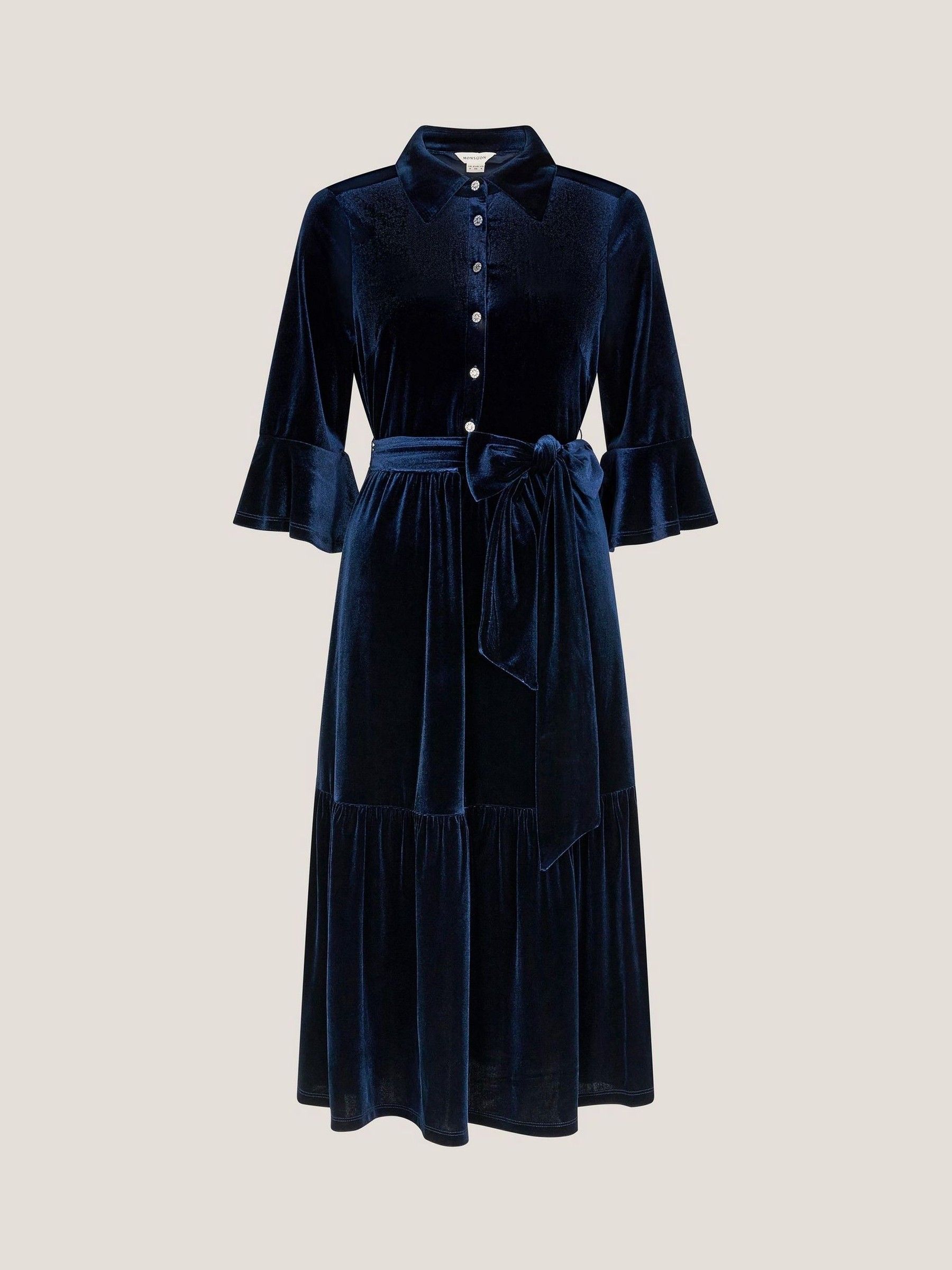 Monsoon Tanya Velvet Midi Shirt Dress