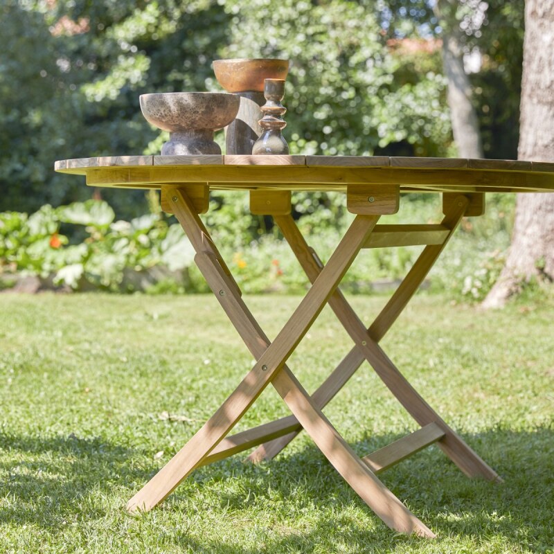 Ensemble d'extérieur en bois de teck Andria 2 H 75 x L 120 x P 120 cm