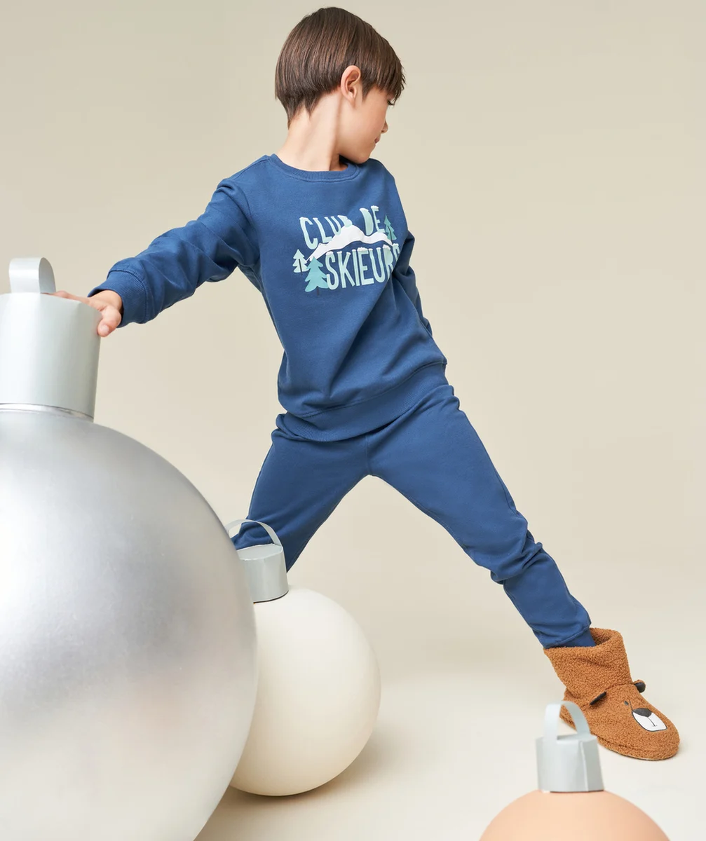 PYJAMA MANCHES LONGUES GARÇON EN COTON BIOLOGIQUE THÈME SKIEUR