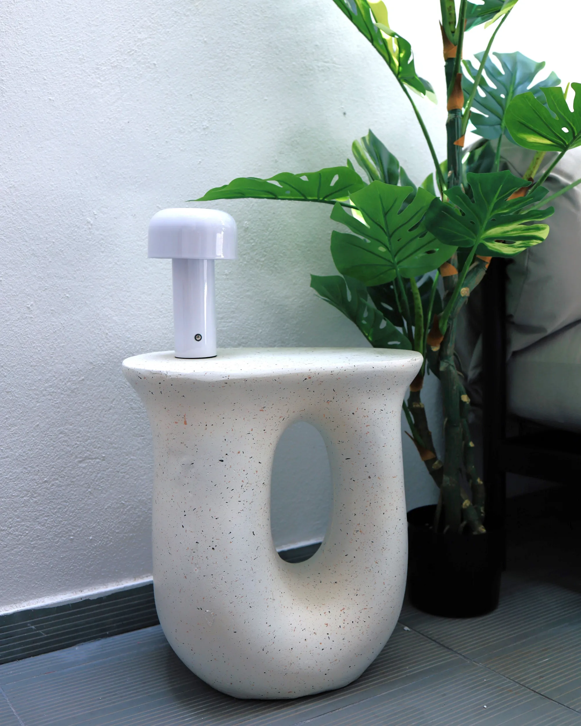 Bijzettafel IDRO 42 cm 28 cm Terrazzo-effect Wit terrazzo