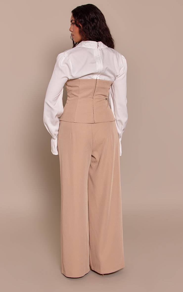 Gris Pierre Pantalon Large À Détails Plissés Shape