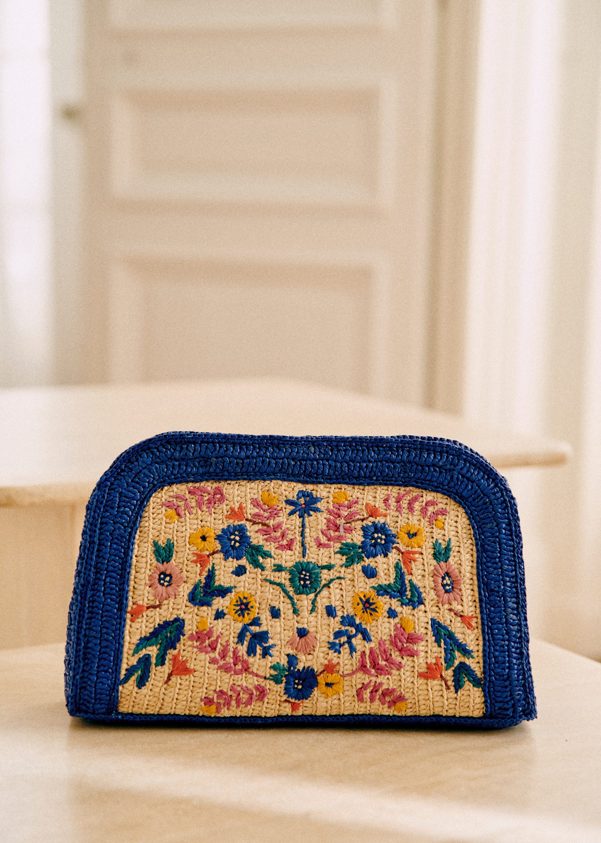 Pochette Carla - Raphia broderie fleurs multi - SACS/NEW SACS Nos Paniers 5906411