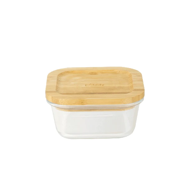 Boîte carré verre bambou 520ml Pebbly