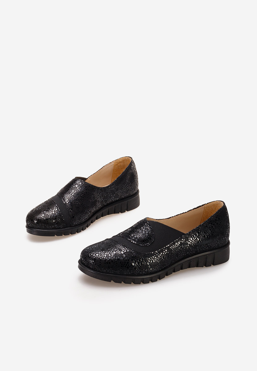 Chaussures casual femme en cuir noirs Janora V3