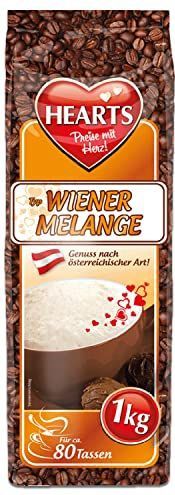 HEARTS Cappuccino Weense Melange 1 kg - genot volgens Oostenrijkse traditie, ca. 80 porties per zak, intens aroma, fijnste koffiespecialiteit