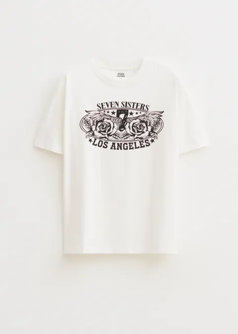 T-shirt met print LA off-white (WIT.O)