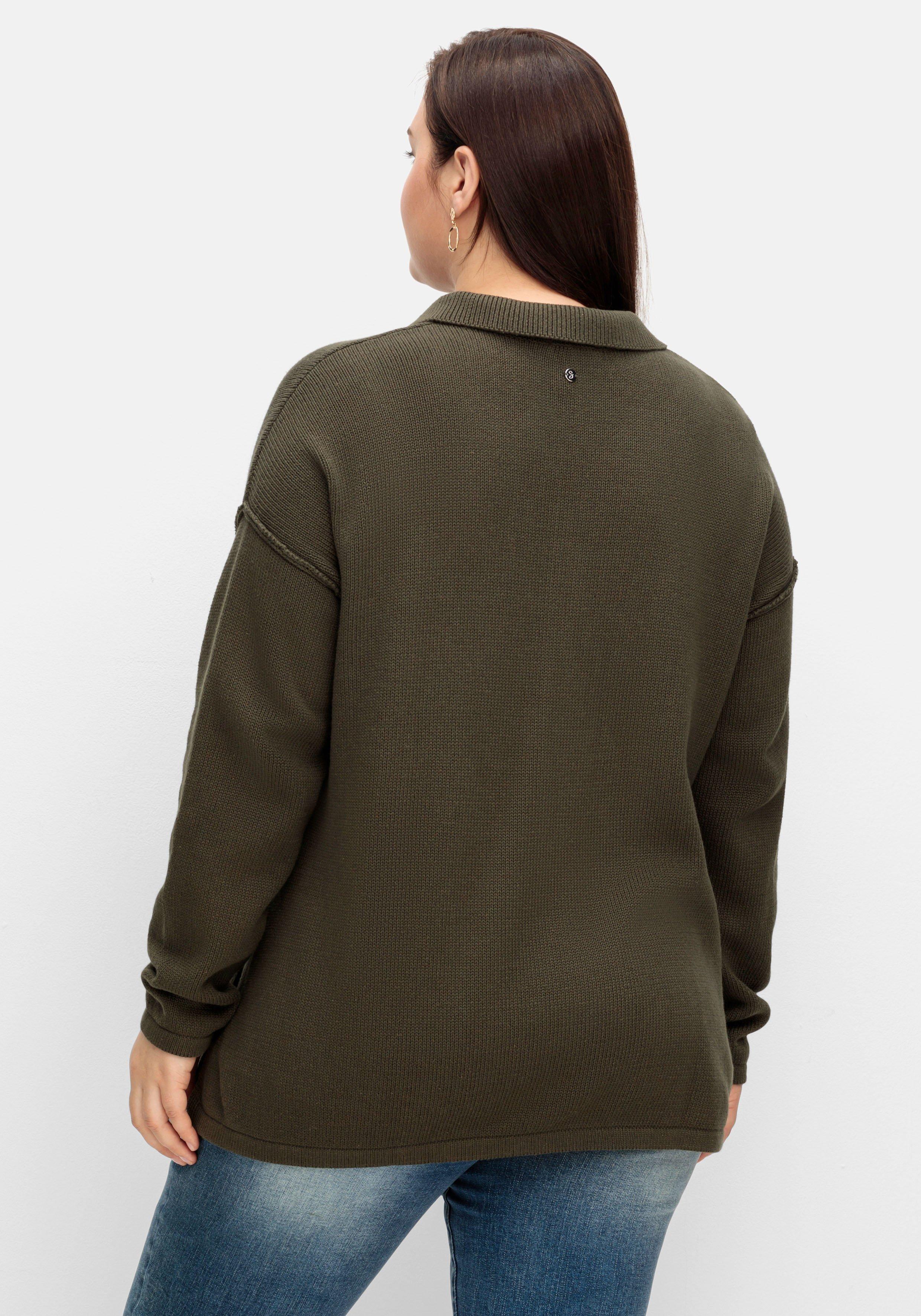 Pullover im Linksstrick, mit Polokragen