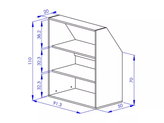 Meuble sous pente 1 porte, 2 étagères et 1 niche - Blanc et naturel - ADEZIO