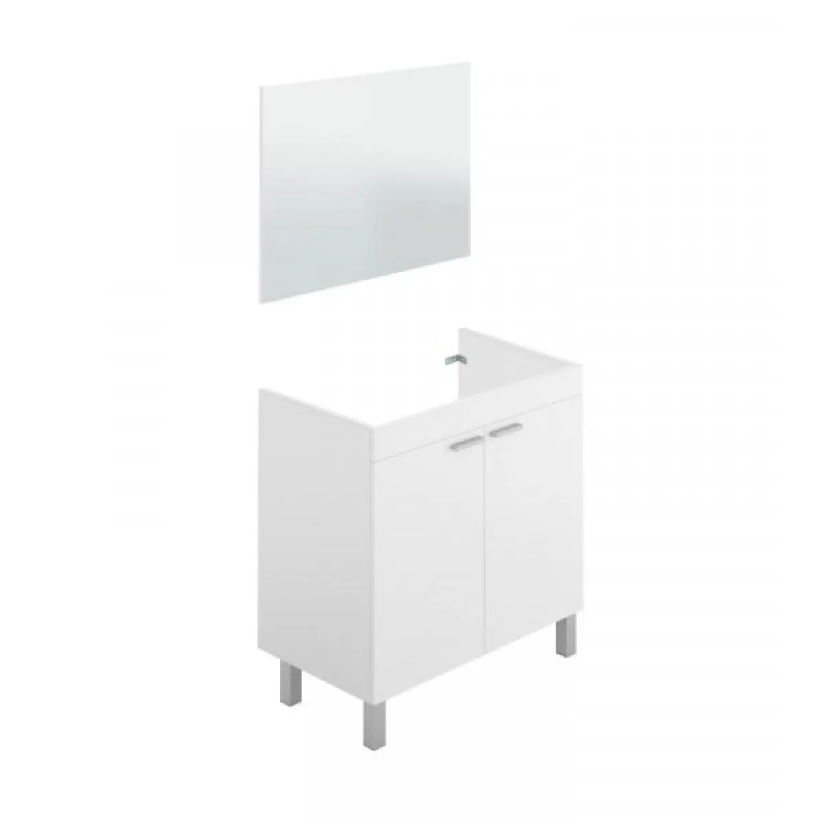 Dansmamaison Meuble Vasque 80 cm Miroir Blanc TICLY