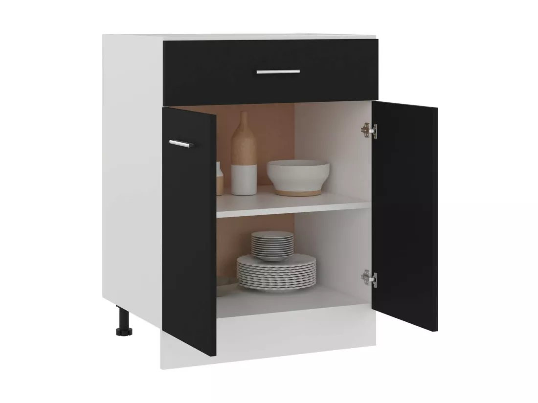 Meuble bas de cuisine Noir 60x46x81,5