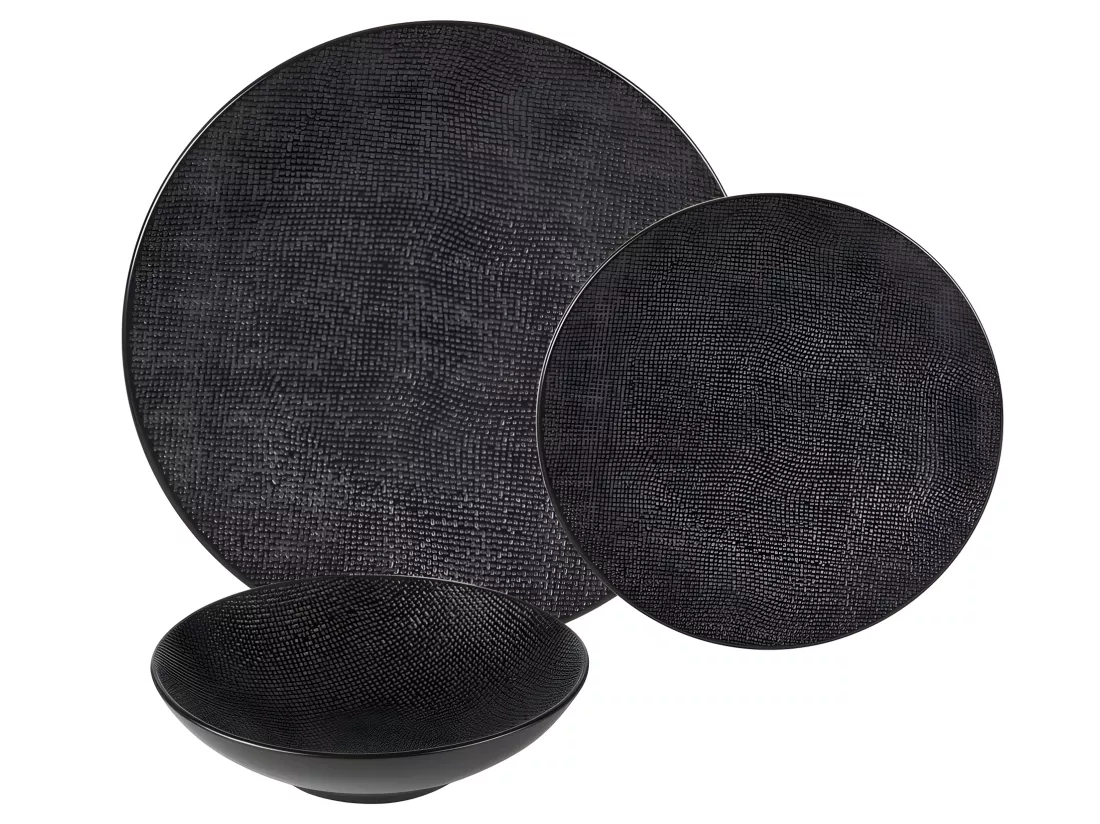 Service d'assiettes Vésuvio noir 18 pièces